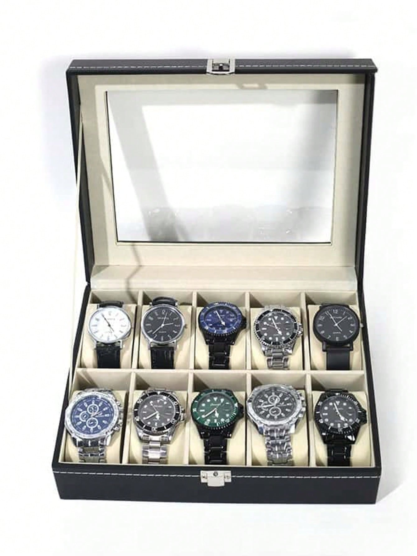 Jewelry Box Organizer Watches - Leather Watch Box with Lock, Large