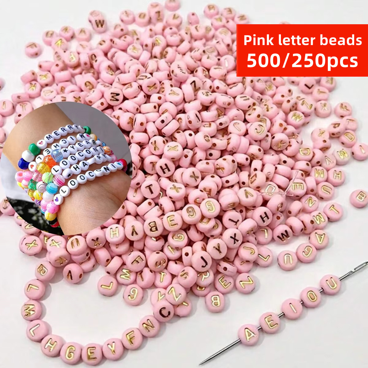 Jewelry Quotes - 500/250pcs 7mm Pink Letter, Valentine's Day