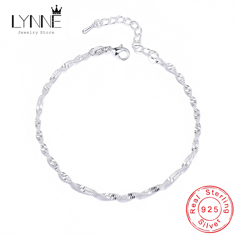 Anklet Foot Chain - 925 Sterling Silver Fashion Simple Wave