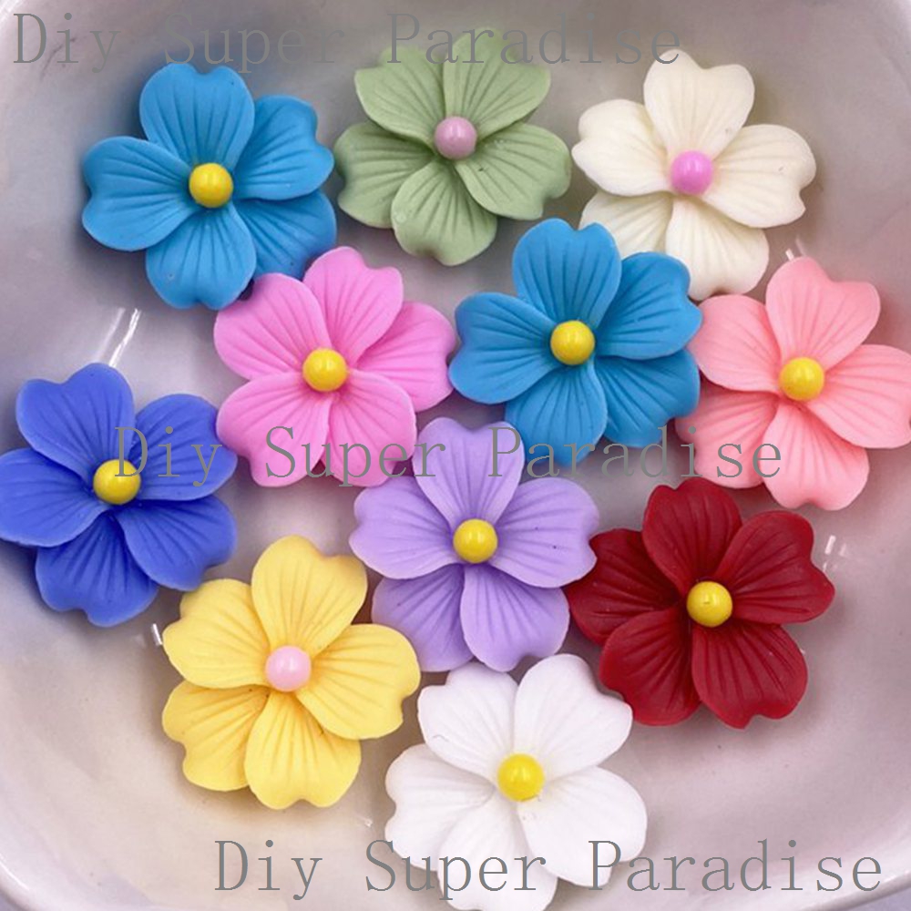 Paradise Jewelry & Watches Llc Photos - 50Pcs Resin Colorful 16mm Flower Flat
