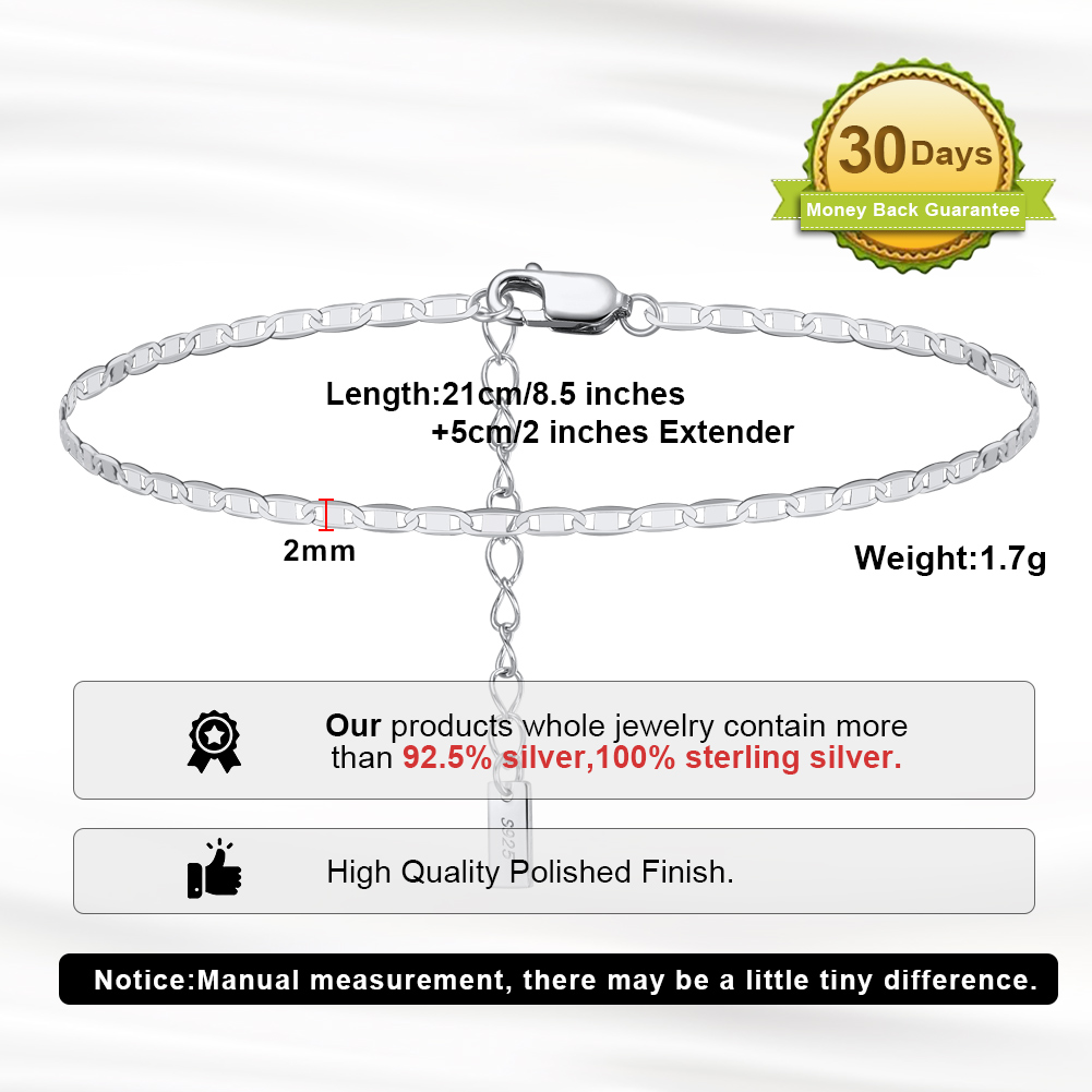 KISS MANDY Minimalist 925 Ster - đánh giá và giá Anklet Foot Chain