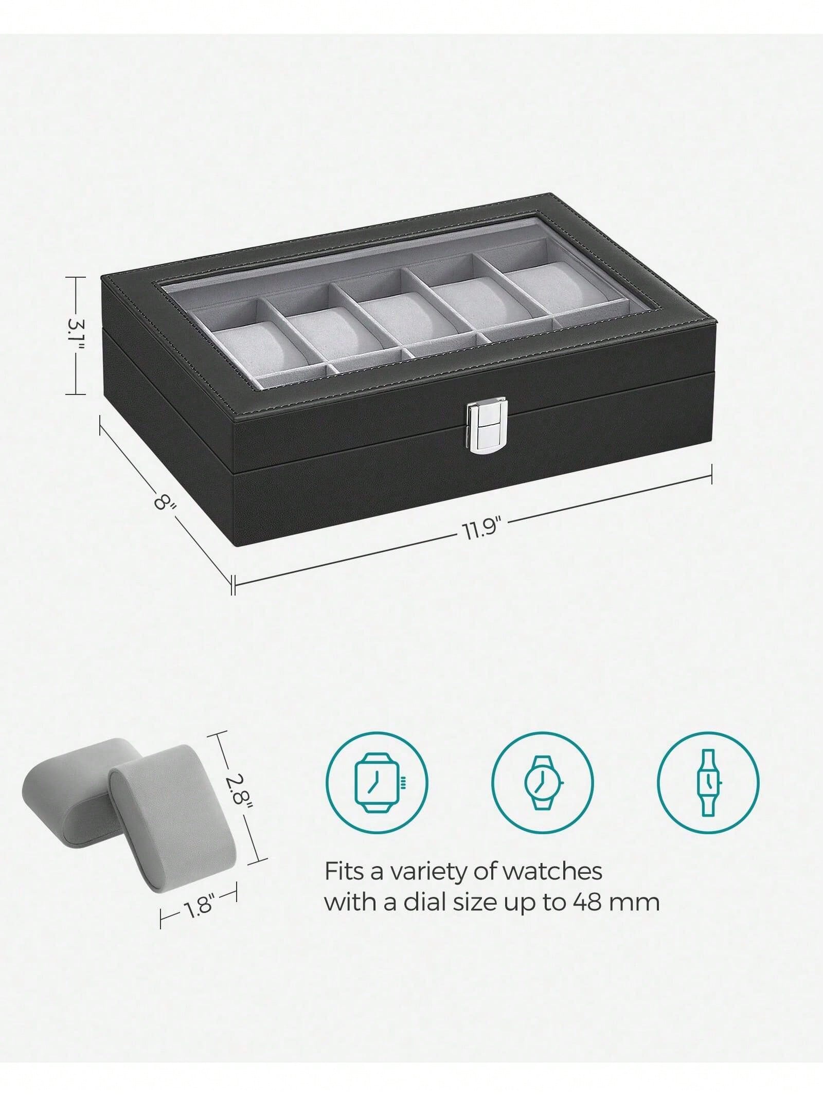 12-Slot Lockable Watch Box wit - đánh giá và giá Jewelry Box Organizer Watches