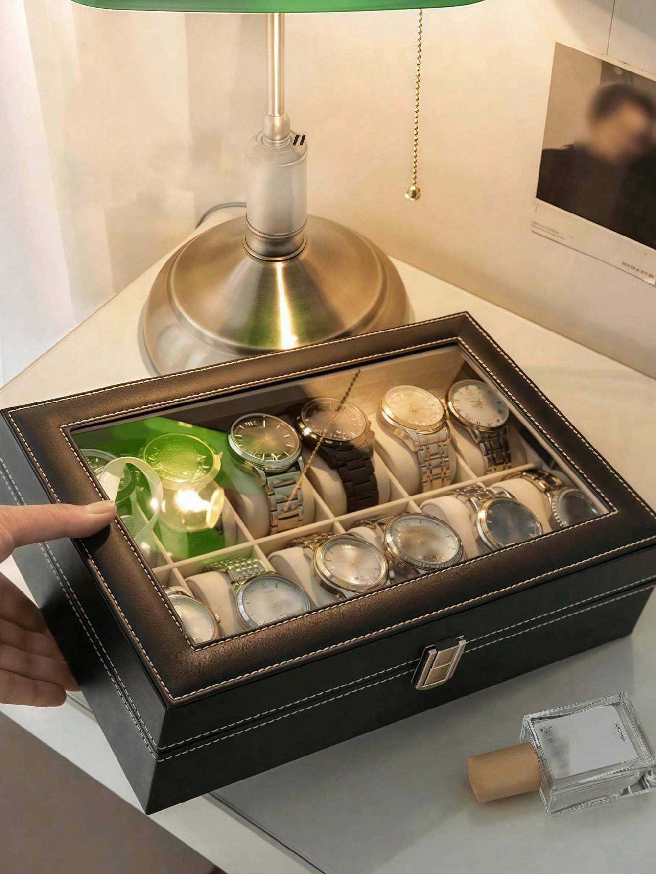 Leather Watch Box with Lock, L - đánh giá và giá Jewelry Box Organizer Watches
