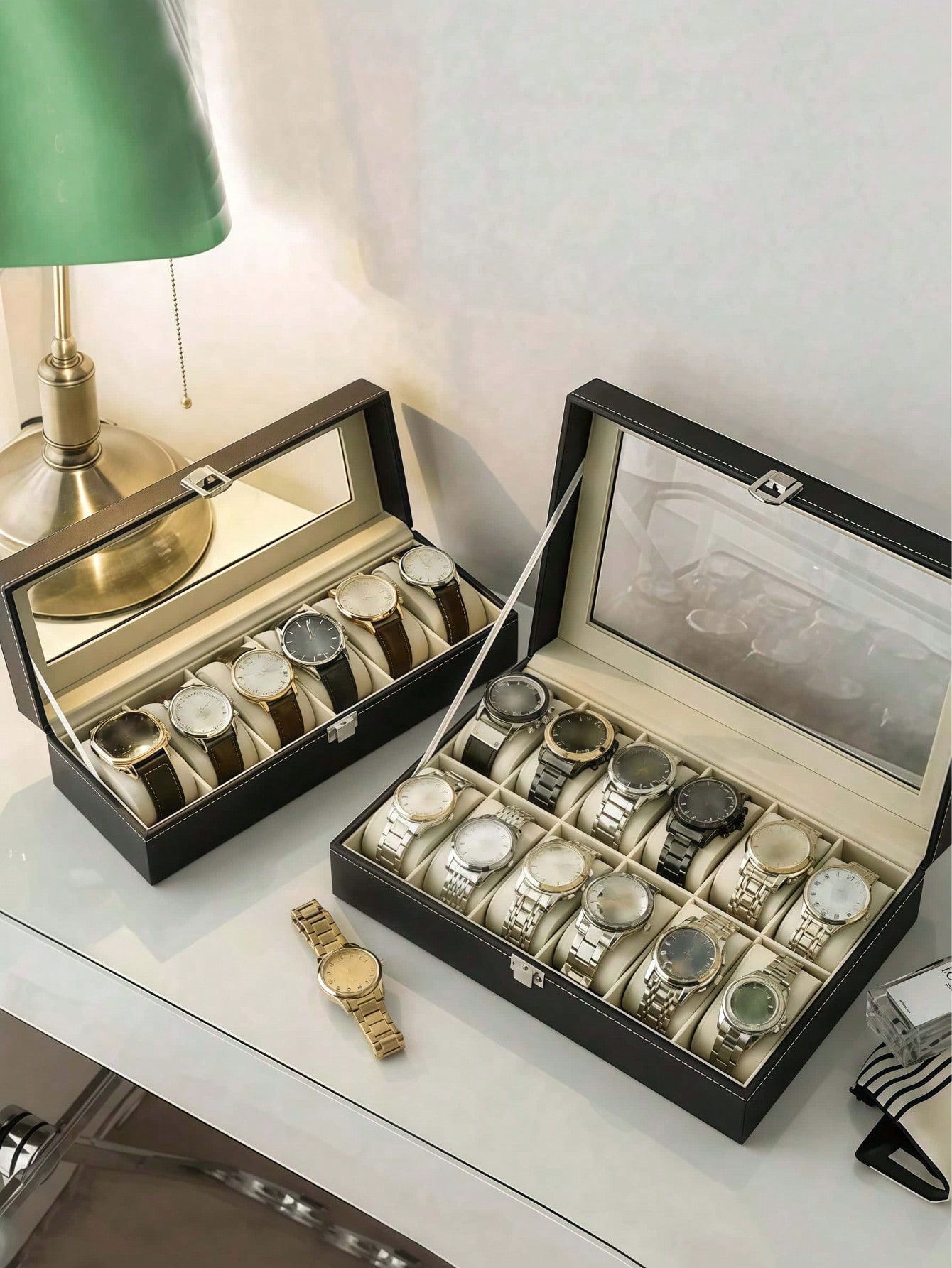 Leather Watch Box with Lock, L - đánh giá và giá Jewelry Box Organizer Watches