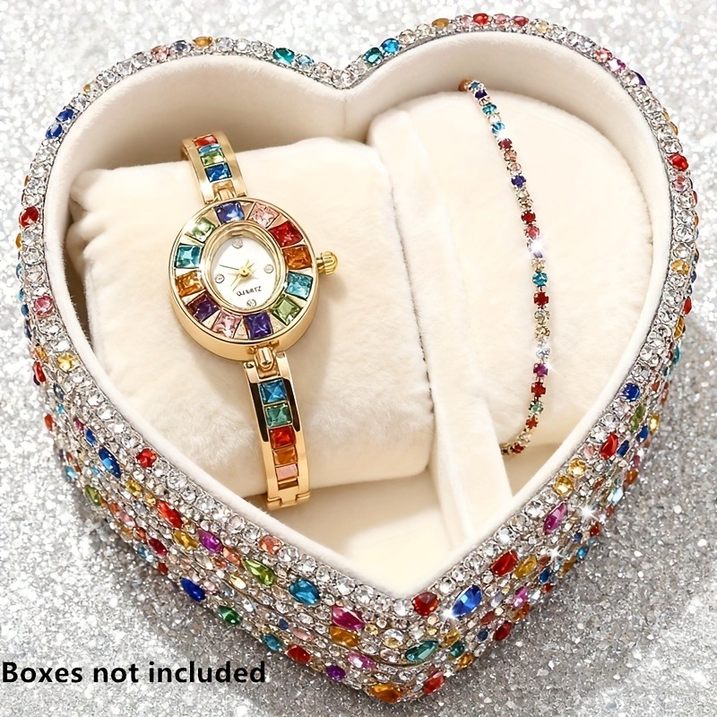 2pcs Elegant Colorful Rhinesto - đánh giá và giá Jewelry Box Organizer Watches