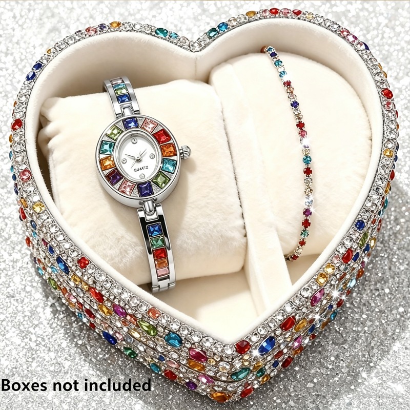 2pcs Elegant Colorful Rhinesto - đánh giá và giá Jewelry Box Organizer Watches